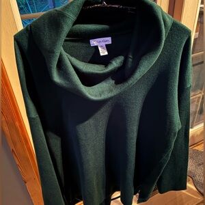 Calvin‎ Klein Dark Green Long Slv Cowl Neck Sz. L Sweater